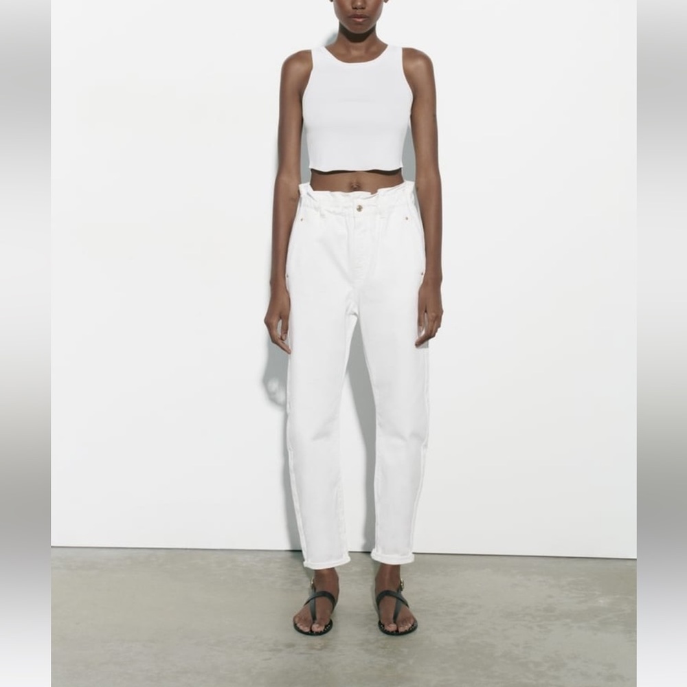 Baggy Fit White Zara Jeans